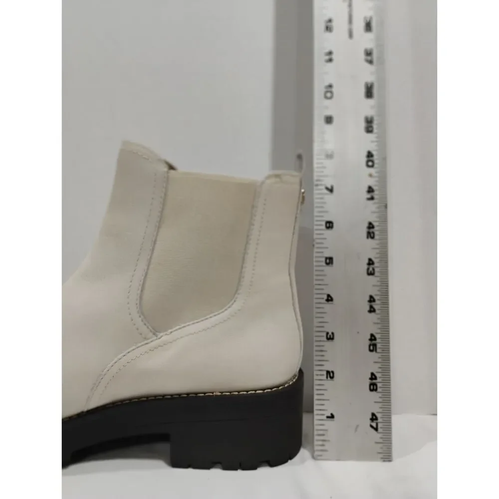 Sam Edelman Waterproof Lug Sole Chelsea Boots Justina 10 M Ivory White